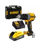 Dewalt DCD805H1T Perceuse à percussion  POWERSTACK XR Brushless 18V 90Nm - 1 X 5Ah Batteries, chargeur en coffret
