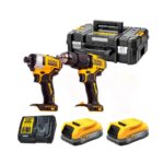 Dewalt DCK2062E2T-QW Pack de 2 outils DCD709 + DCF809 (18V 2 x 1,7Ah PowerStack + chargeur) en Coffret TSTAK