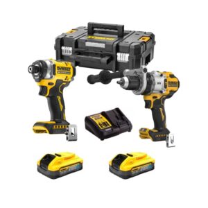 Dewalt DCK2200H2T-QW DCD1007 Perceuse-visseuse a percussion + DCF860 Visseuse à Chocs - 2X5.0Ah Batterie PowerStack + chargeur en T-STAK