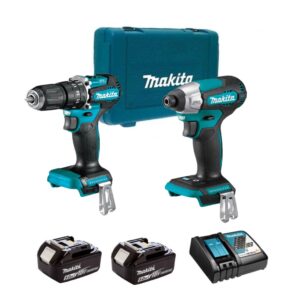 Makita DLX2414ST Set DHP487 Perceuse à percussion sans fil + DTD157 Visseuse à Chocs 18V - 2X5.0Ah Batteries + chargeur en coffret