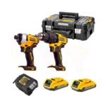 Dewalt DCK2062D2T-QW Pack de 2 outils DCD709 + DCF809 (18V, 2 x 2,0Ah + chargeur) en Coffret TSTAK