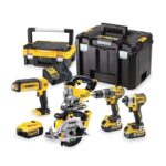Dewalt DCK551P3T-QW Pack 5 outils XR 18V DCD796 + DCF887 + DCS391 + DCS331 + DCL050 - 3 X 5 Ah Batteries + Chargeur en  2 coffrets
