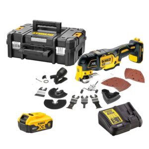 Dewalt DCS355P1-QW Multi-Cutter Sans Fil XR 18V 1 X 5.0Ah Li-Ion Sans Charbons + 32 Accessoires Coffret TSTAK