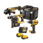 Dewalt DCK330P2T-QW Kit 3 outils XR 18V Brushless – DCD800 Perceuse + DCH273 perforateur + DCG405 meuleuse – 2 X 5 Ah Batteries + Chargeur en coffret