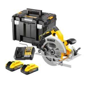 Dewalt DCS570H2-QW Scie circulaire XR Li-Ion 18V Brushless + 2 x 5.0Ah Batteries Powerstack + Chargeur + Coffret TSTAK