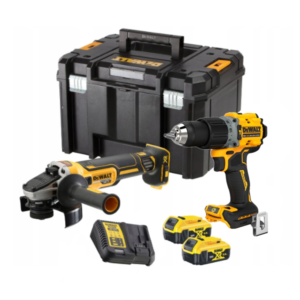 Dewalt DCK2026P2T-QW Pack 2 outils 18V Perceuse-visseuse à percussion DCD805N + Meuleuse DCG405N – 2 X 5,0Ah Batteries, chargeur en coffret