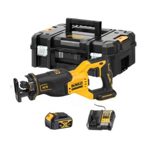 Dewalt DCS382M1-QW Scie sabre 18V Li-ion XR - 1 X 4 Ah Batterie + chargeur et Coffret TSTAK